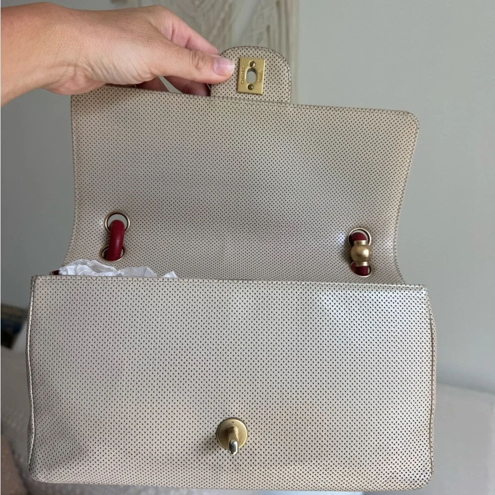 CHANEL Vintage Top Handle Shoulder Bag – Perforated Leather, Authentic - Picture 8 of 12